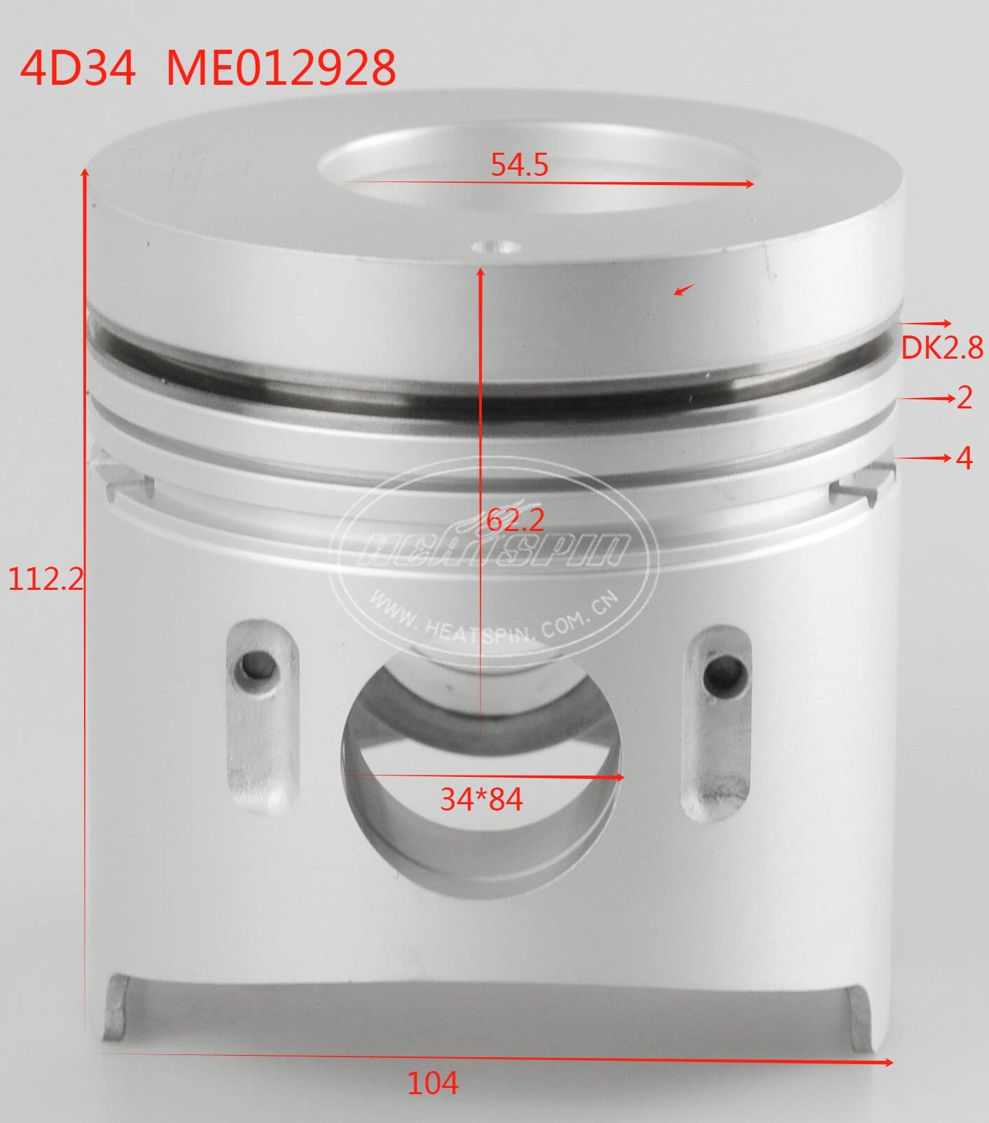 Heatspin 4D34 Engine Piston with Pin ME012928 104mm New Fit for Mitsubishi Engine # ME012928
