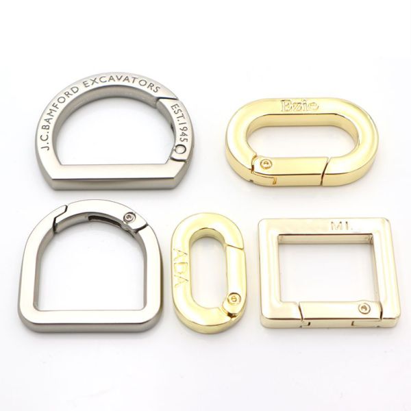 Custom Spring O-Ring Manufacturer for Bags & Handbags Nickel free plated zinc alloy Custom 13mm metal spring o ring clips mini carabiner