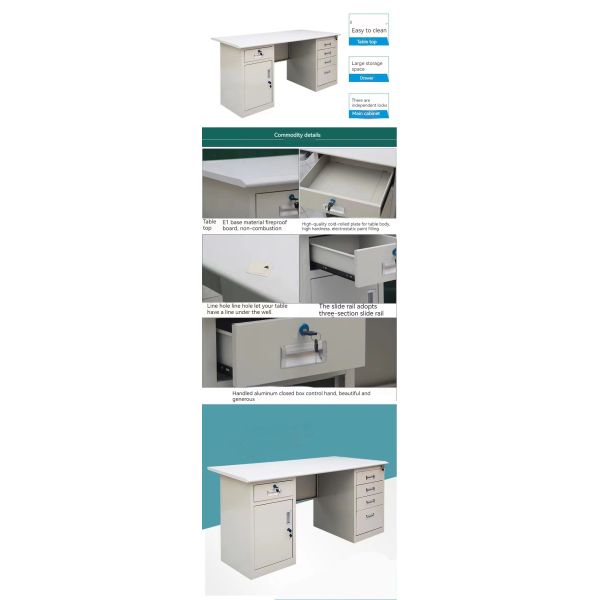 Bureau d'ordinateur en acier inoxydable moderne certifié ISO9001/ISO14001 avec tiroir verrouillable