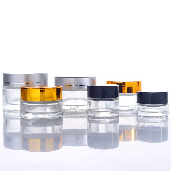 Logo/Graphic Design Label Clear Frosted Cream Jar Sealed Glass Jar for Cosmetics Sample 15g 30g 50g