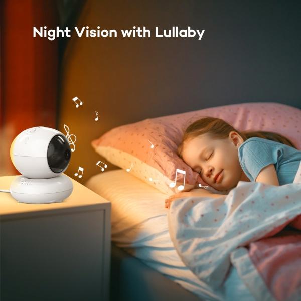 High Definition Infant Monitor Video Babyphone with 360°pan Tilt Zoom Camera and Optimal Temperature Range -20º 60C/F