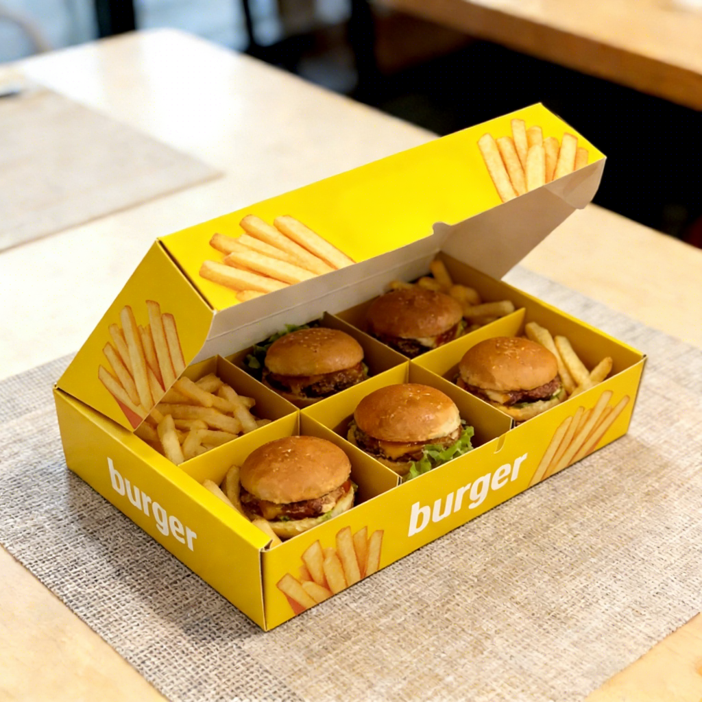 Wholesale Eco-Friendly Food Grade Burger Box with Custom Logo Printing for Takeaway Hamburgers