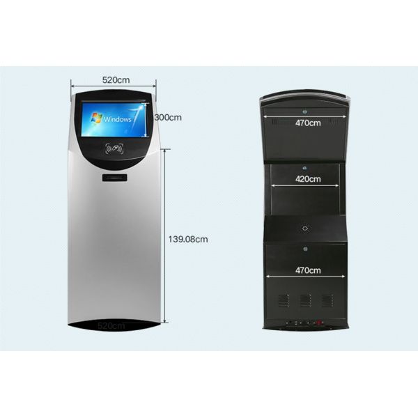 Automatic Bank Token Number Queue Ticket Machine 19 Inch Touch Screen