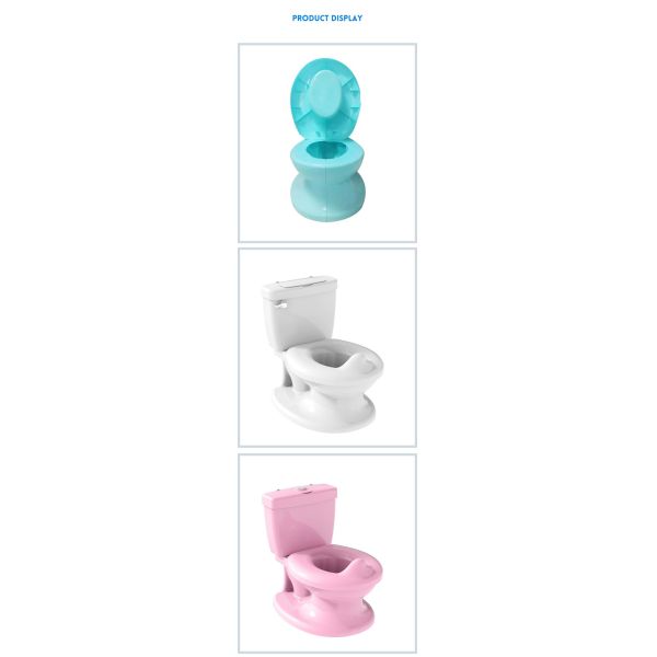 childrens potty toilet with Flushing Sound White Blue Pink Solid Design