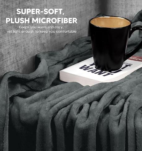 Blanca de lana gris de microfibra suave 300GSM King tamaño 90x102 pulgadas por Utopia ropa de cama