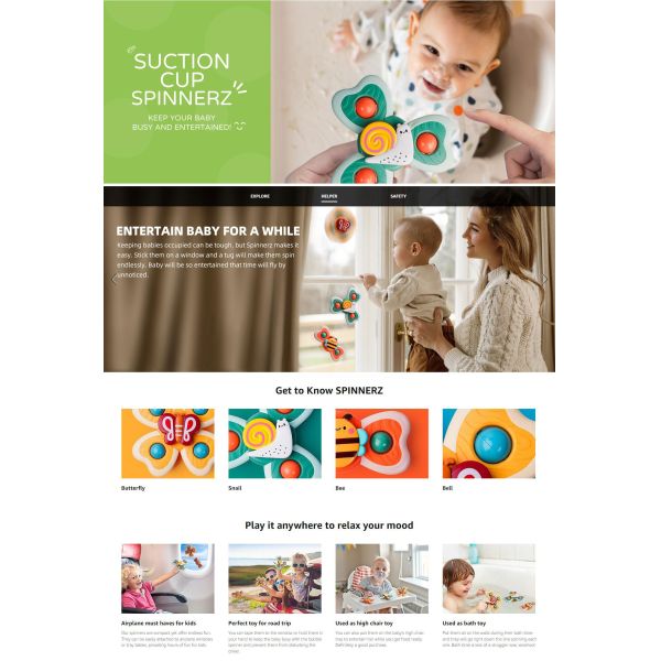 8 to 13 Years Age Range Baby Bath Toys Pressure Relief Function Suction Cup Spinner