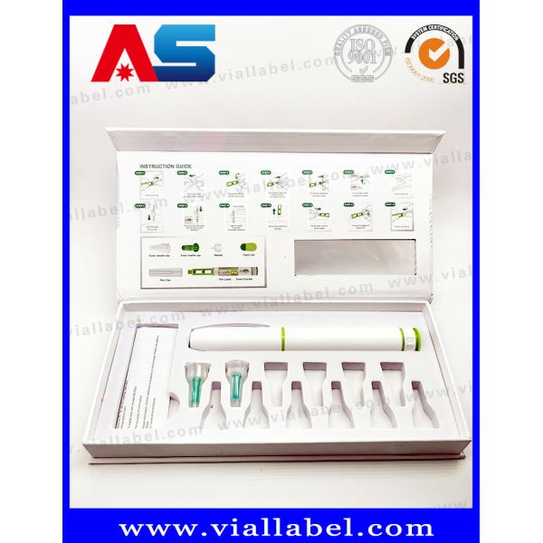 Custom peptide Injection Pen Boxes With White Eva Insides, HIgh Quality Printing Laser Holographic Pen Box