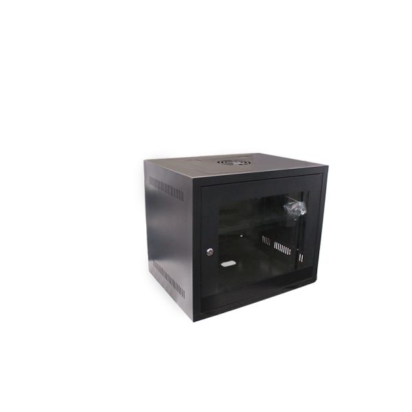 Glass Door Cabinet Black Wall Network Cabinet with Removable Side Panel