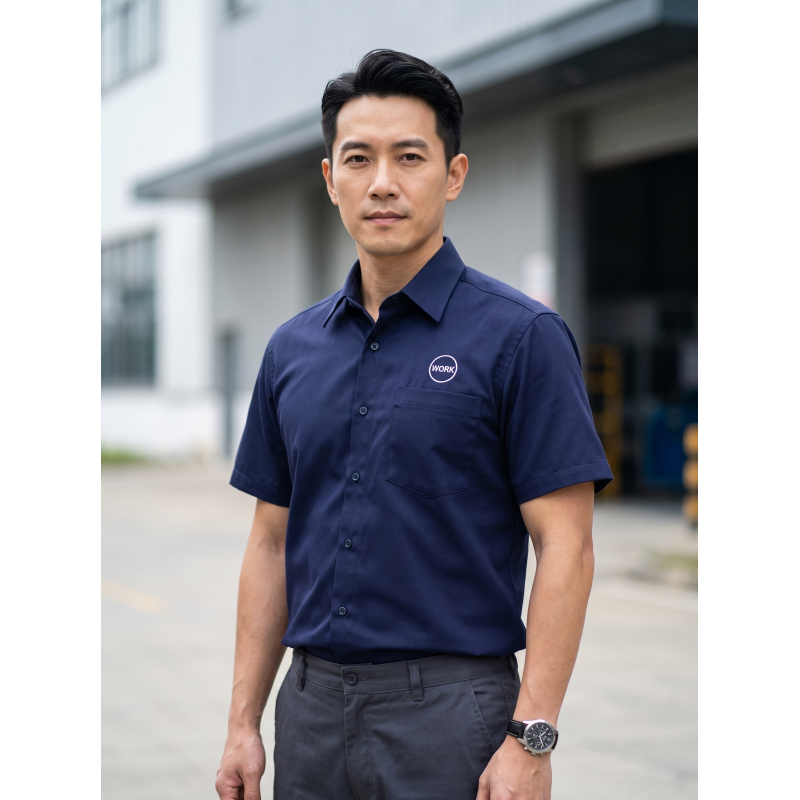 T100% Series Navy Blue Shirt Fabric Wrinkle Resistant Moisture Absorbing