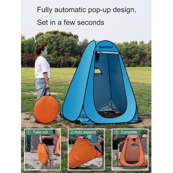 150*150*190CM водонепроницаемая голубая 210T серебро покрытая полиэстер УФ защищенный всплывающий тент конфиденциальности с вентилируемыми боковыми окнами