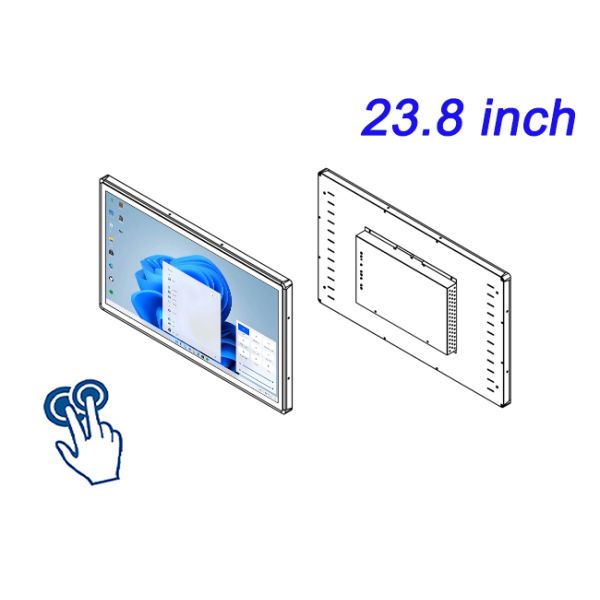 23.8 inch Customizable Drivers and Software Support Included Capacitive Touchscreen Industrial Panel Mount Monitor with Metal Frame