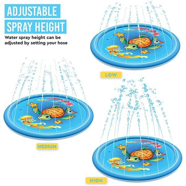 PVC turtle water spray pad, 69-inch water spray pad, ideal for summer games and outdoor activities