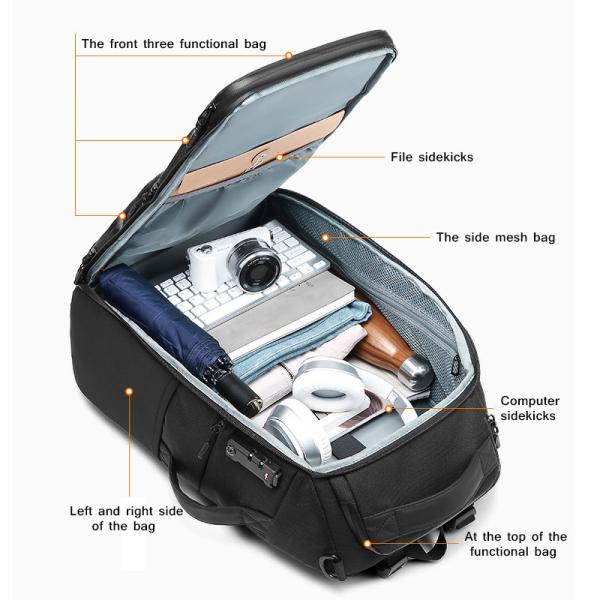 900D Single Layer Film 30L Waterproof Business TSA Lock Backpack 1kg
