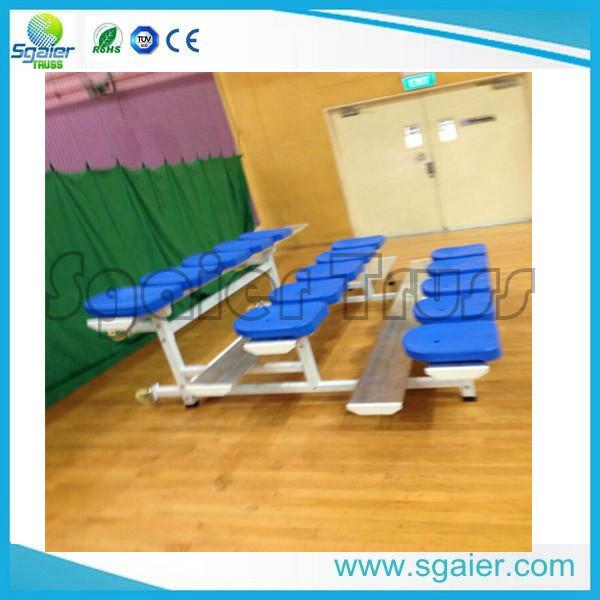University Tiered Seating Aluminum Stadium Bleachers Mobile With Red Chair / Wheel