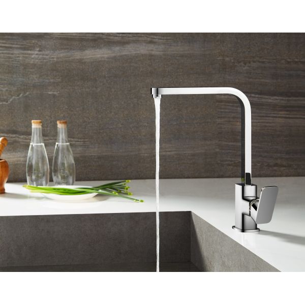 High Arch Metal Kitchen Mixer Faucet 363mm High Countertop Sink Taps