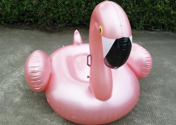 Rose Gold Inflatable Water Toys 0.25mm PVC Flamingo Pool Float For Kids Logo Printed