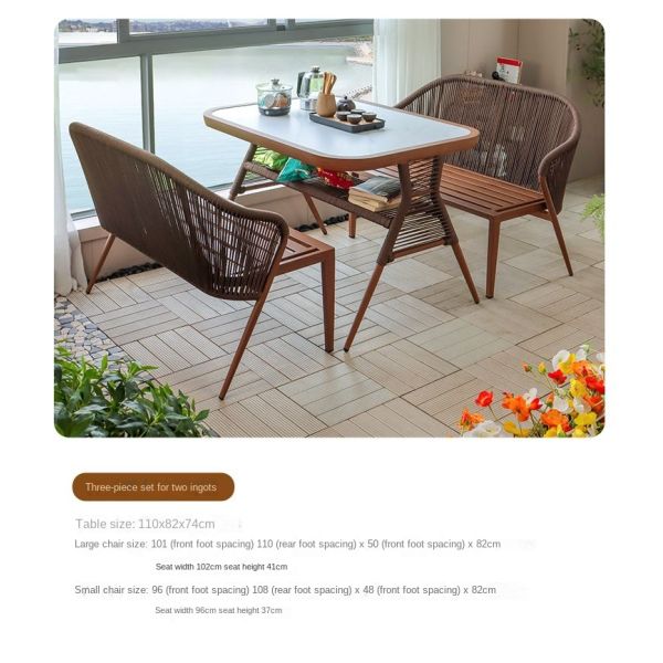 Nature'S Retreat 3 Piece Rock Beam Garden Patio Table And Chair Set