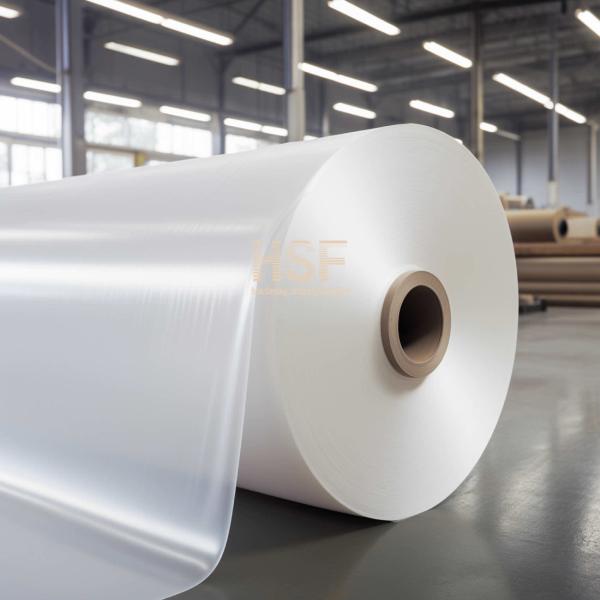 Une couche de film de dégagement MOPP blanc opaque de 80 μm, destinée à l'emballage alimentaire, à la stratification, aux étiquettes de rubans, aux applications industrielles,