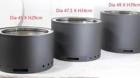 Black Coated C Series Smokeless Wood Burning Fire Pit , 18.7 Inch Portable Fire Pit