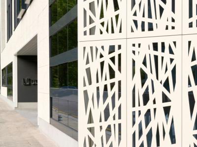 Dibond Solid Aluminium Curtain Wall Grid Corrugated Decoration