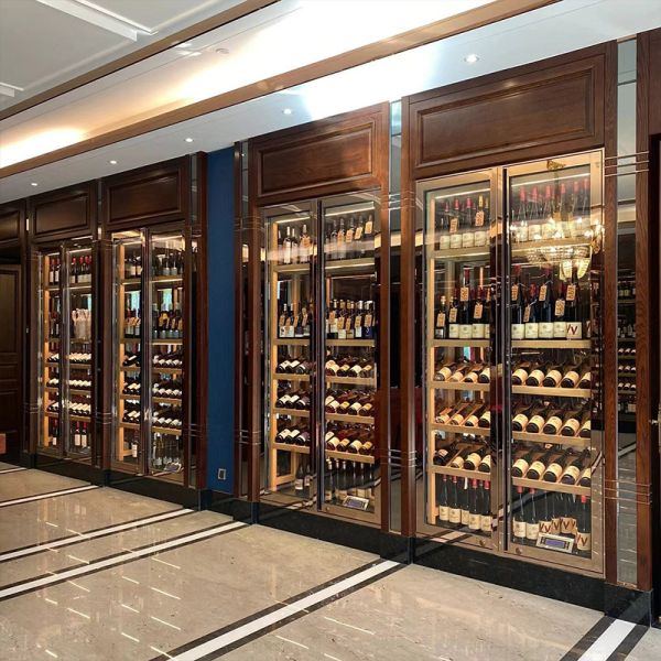 European Style Stainless Steel Wine Cabinet With Ornate Carvings For Luxury Homes