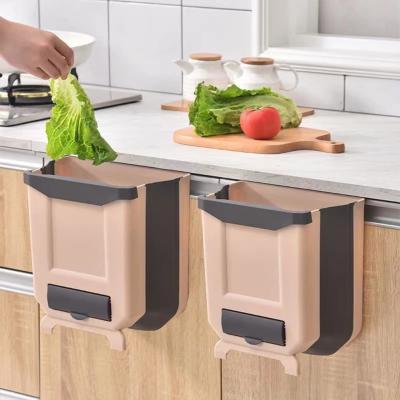 Collapsible Hang Small Plastic Garbage Can 2.4 Gallon Foldable Waste Bin for Kitchen Trash Can
