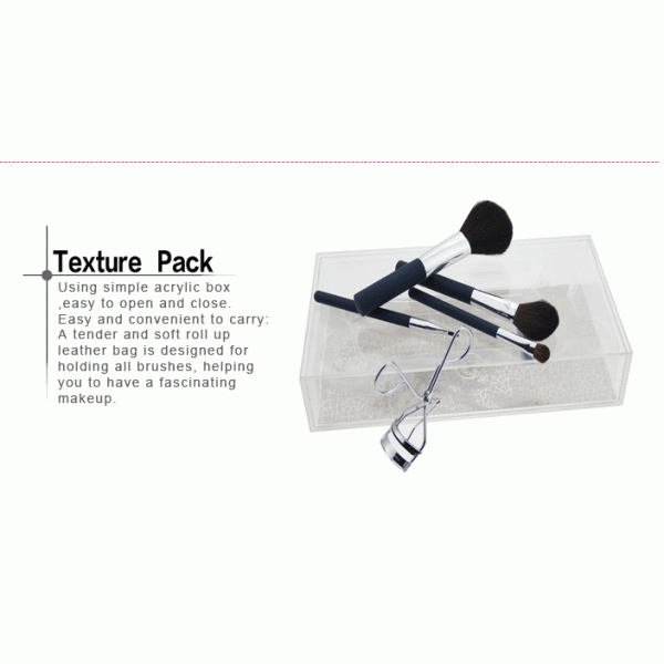 4 Pieces Goat Hair Natural Makeup Brush Set With Stainless Steel Eyelash Curler