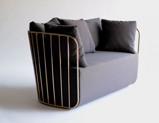 Phase Design Brides Veil Chair , 2 Seater Sofa Metal Lounge Chair With Cushion