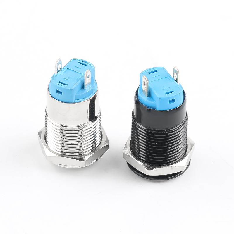 Oxidized Black Metal Pushbutton Switch 12mm Without Light Latching Welding Foot High Head Flat Head Round Push Button