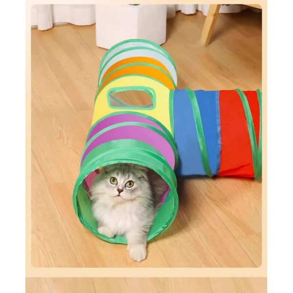 Foldable Cat Tunnel Toy Lightweight Self Entertainment Cat Play Tunnel Pet Toys