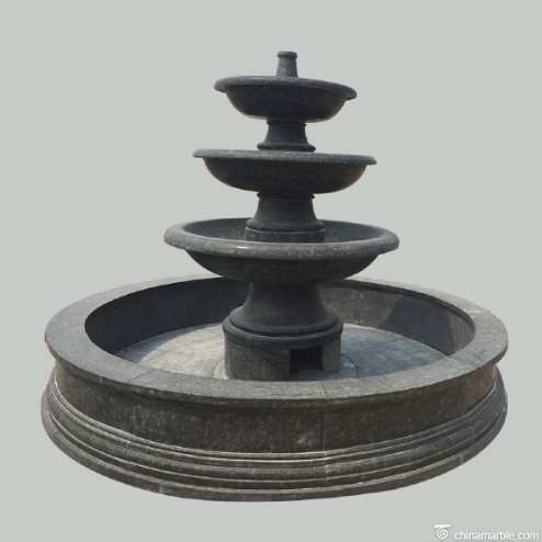 large outdoor natural stone marble garden fountain