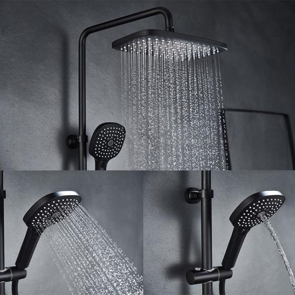 Shower Set Black Wall Mounted Stainless Steel Rain Shower Set Mixer Faucet