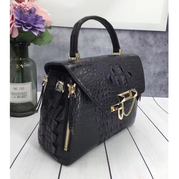 Exotic Genuine Crocodile Skin Woman Orange Purse Authentic Alligator Leather Lady Handbag Female Crossbody Shoulder Bag