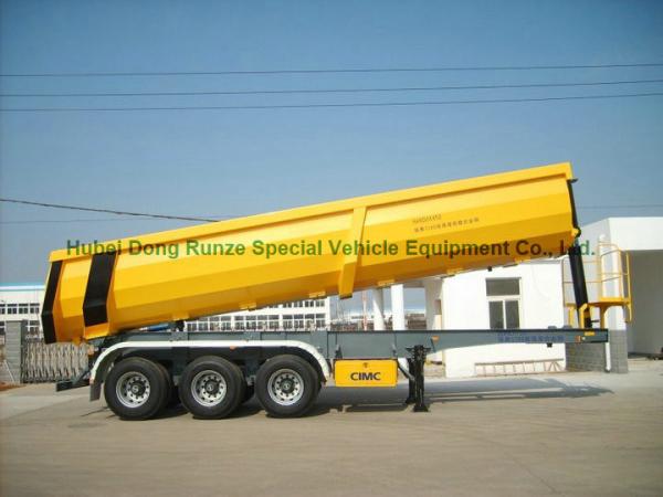 Rear Dump Truck Trailer, Tipper Semi Trailer 3  Axles Rear Tipper Semi Trailer Hydraulic 40T