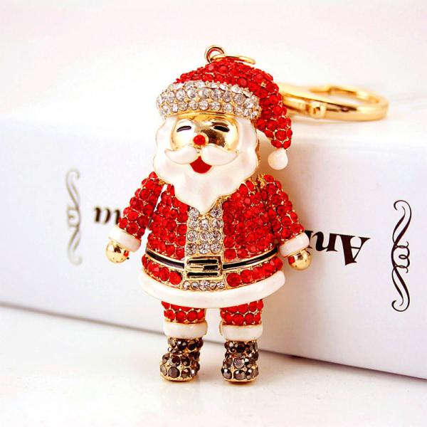 Crystal Santa Claus Snowman Metal Knick Knacks Keyring Accessories Ornament Pendants