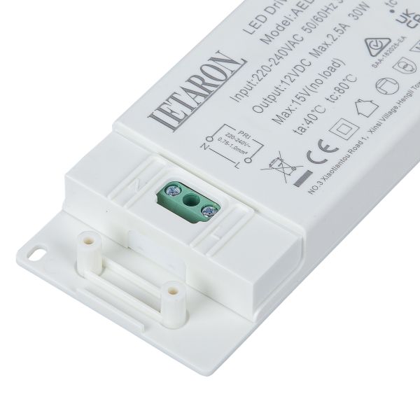 Customized LED Solution Waterproof Led Driver Ip44 30W 12V Letaron Bathroom Mirror 16.5mm Slim LED Driver