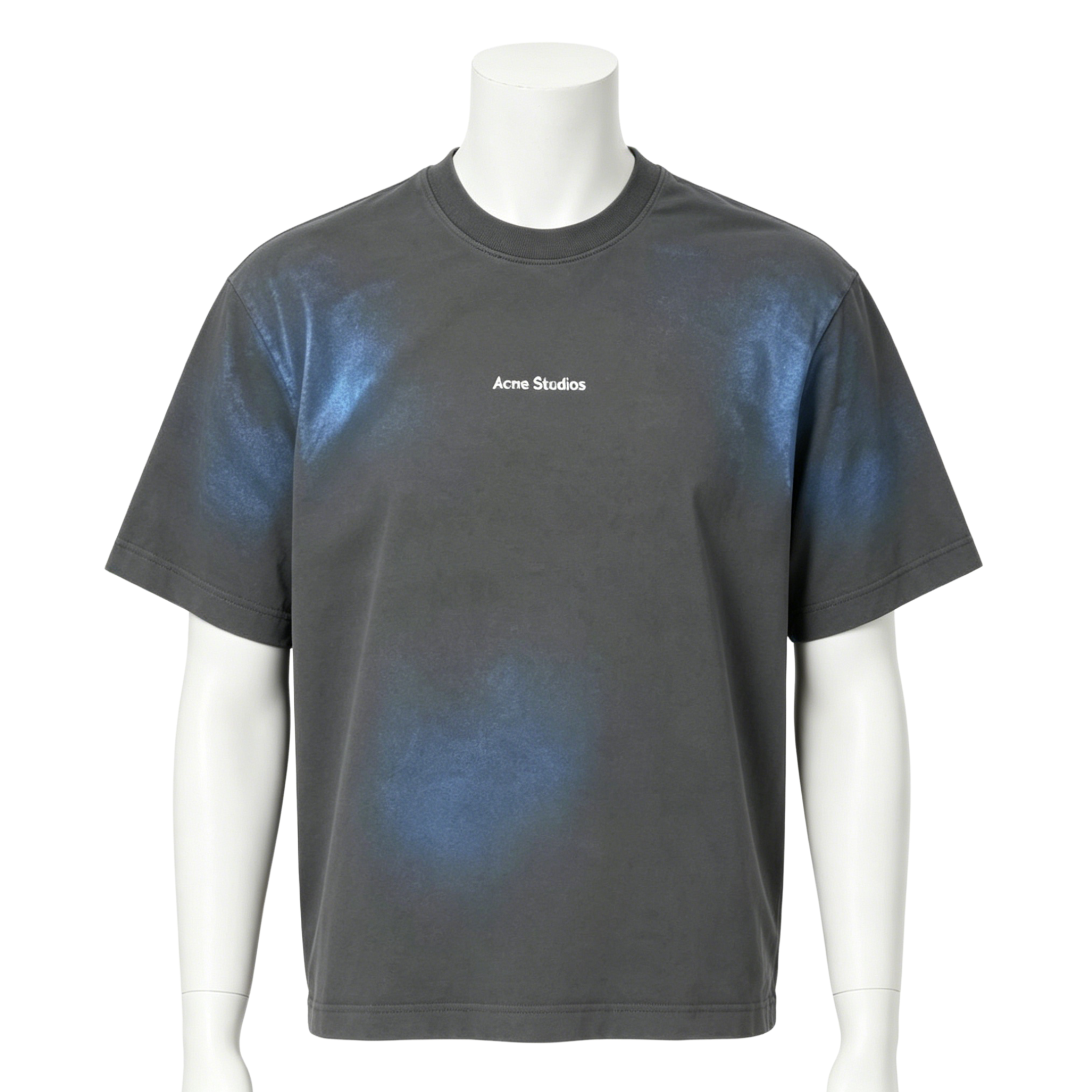 180-250G Slub Cotton Washed Gray T-Shirt, Iridescent Rainbow Foil Print Loose Crew Neck Letter Logo Tee Cross-Border Wholesale