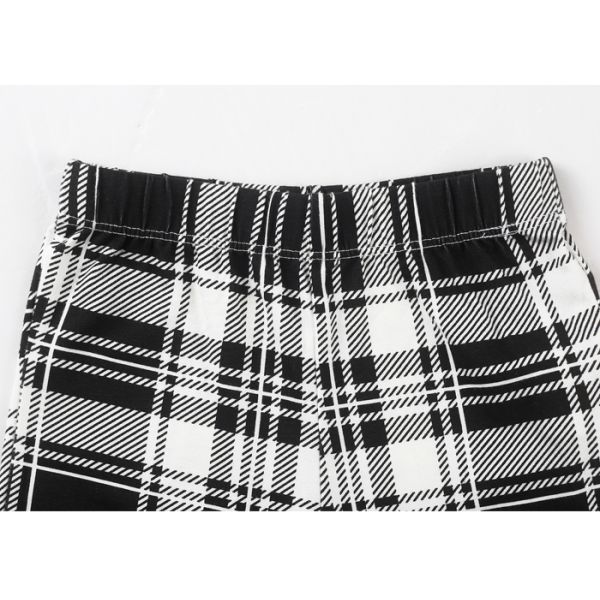 Classical Kids Girls Clothes Girl Fashion Suit Black And White Grid Stripe Pattern