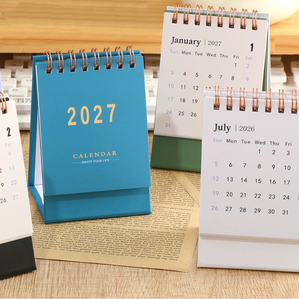 Mini Desk Calendars 2027 Morandi Color Standing Planner For Office Desk