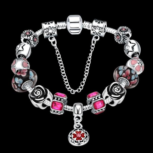 SJ Vogue Women Jewelry Accessories Colorful Petal Bohemia Ethnic Style Magnet Buckle Charm Glaze Bead Bracelet