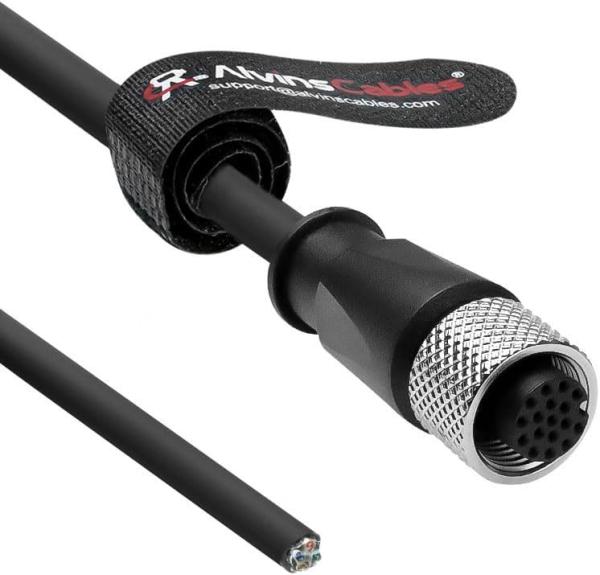 Câble CAN PROFINET Ethernet-IP pour caméra industrielle Alvin de 20m M12 A Code 17 broches