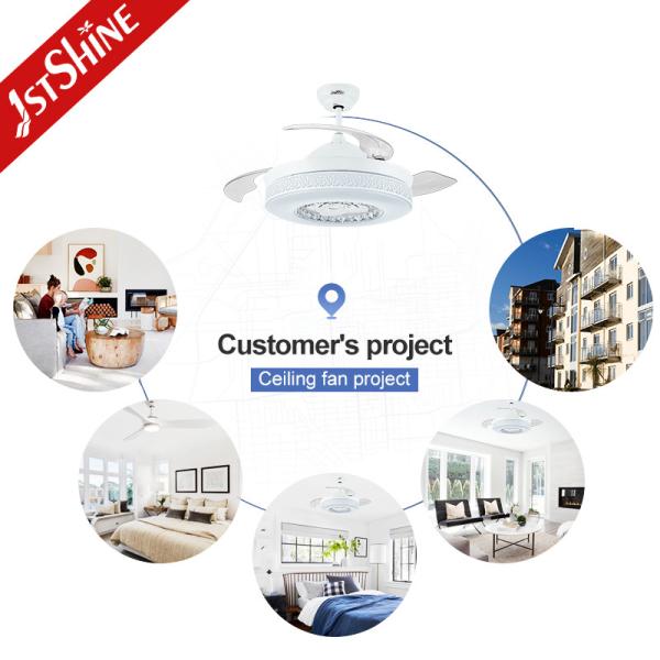 Embedded Industrial 6 Speeds Remote Control Retractable Ceiling Fan With LED Light