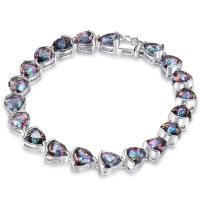 Wholesale 925 Sterling Silver Trillion Cut Mystic Topaz Tennnis Bracelet