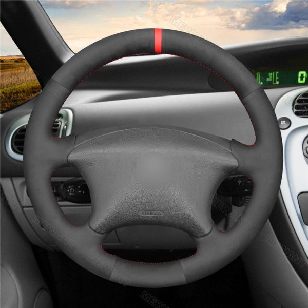 Hand Sewing Full Black Suede Steering Wheel Cover for Citroen Xsara Picasso 2003-2010 Peugeot Partner 2003-2008