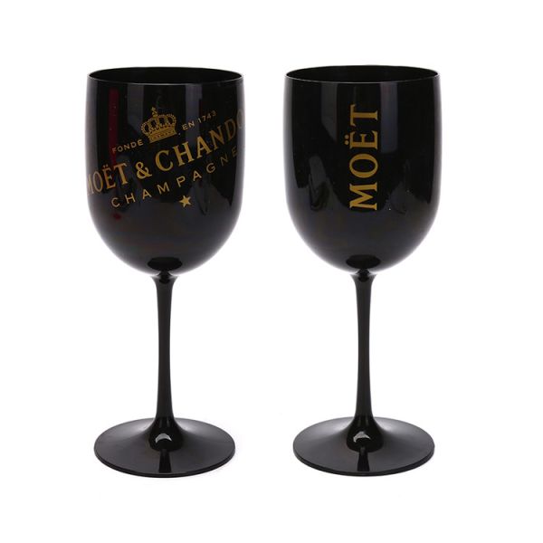Fashions 450ml Black Reusable Plastic Wine Glasses Moet & Chandon acrylic champagne flutes