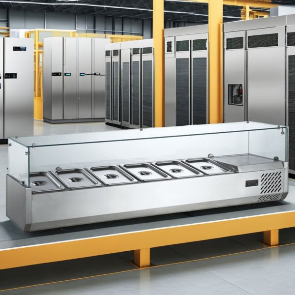 Cocina comercial 1500*395*200mm 6x1/3GN Refrigeración Vitrina de pizza Ensalada Bar Refrigerador Chiller 3 puertas Compresor Display Frío