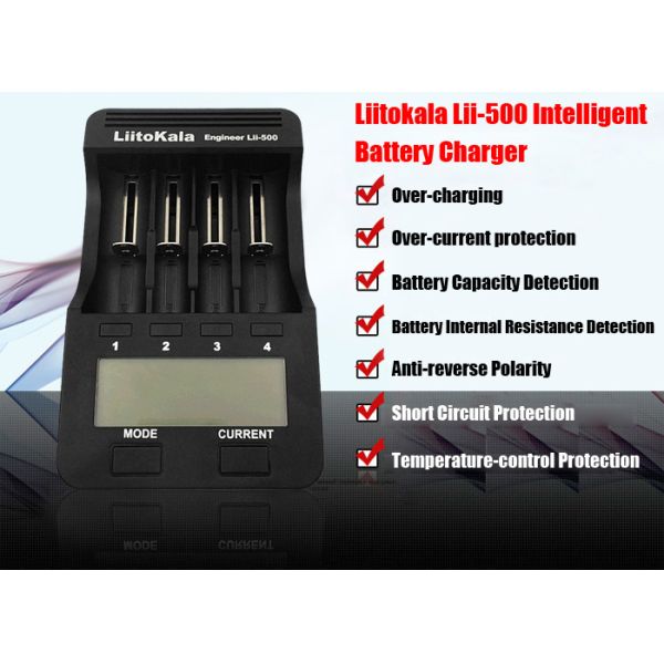 LiitoKala Engineer Lii-500 Lithium and NiMH Battery LCD Smartest Battery Charger for 18500, 18650, 26650, 14500, AA, AAA
