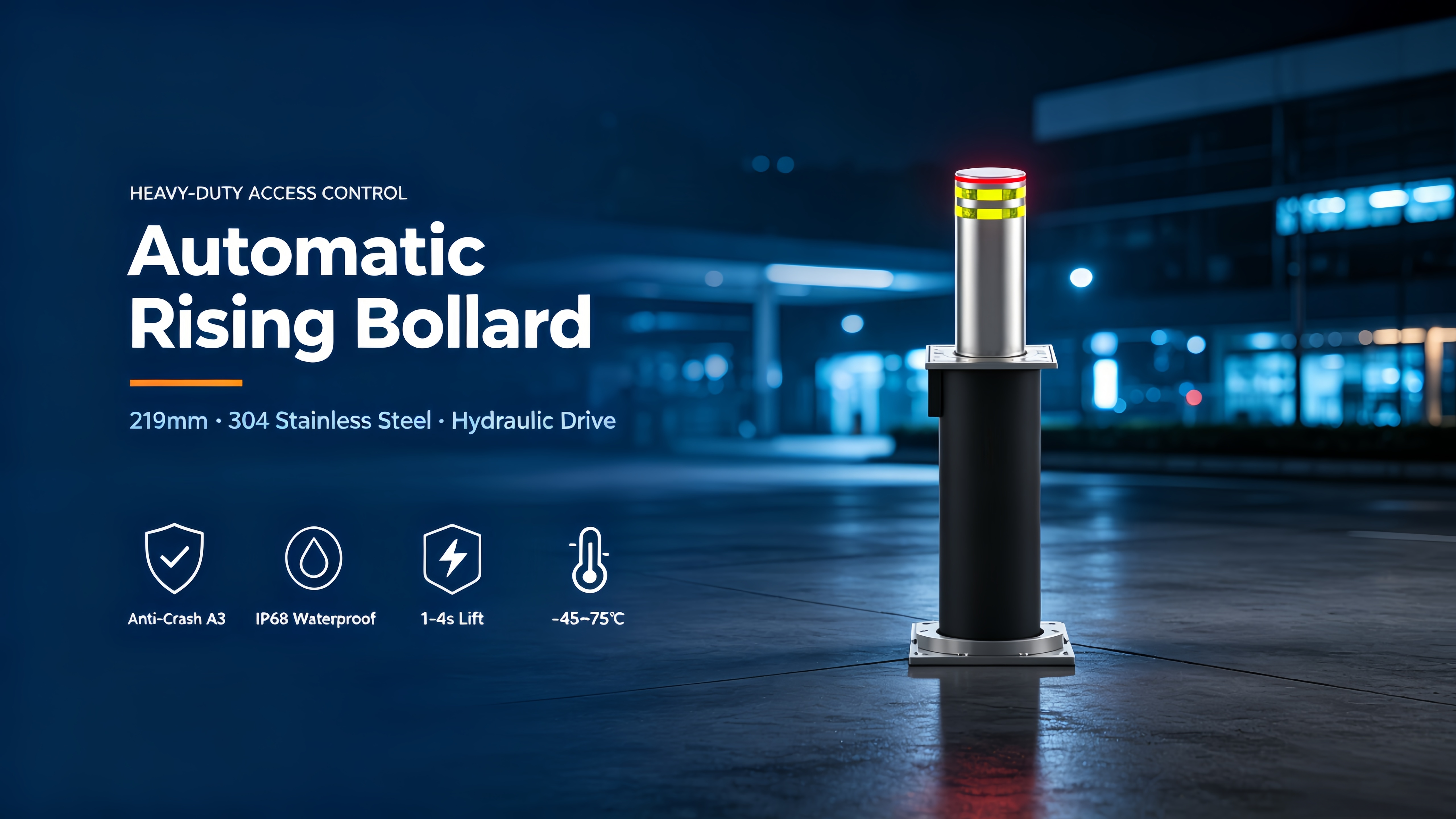 Impact Resistant Rising Security Bollards Ideal for Preventing Unauthorized Vehicle Entry and Securing Sensitive Areas