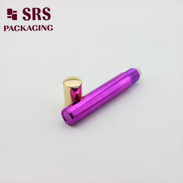 SRS Empty Plastic Cosmetic Roller Bottle Metalized Purple Color 15ml