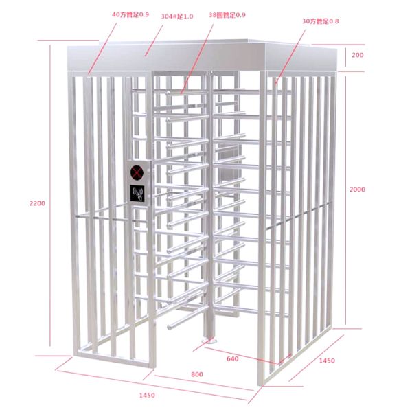 Direction Indicator Full Body Turnstile Square Shape Revolving 500mm Arm